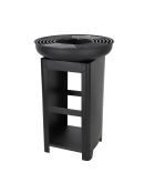 Elite schwarzer Barbecue-Grill mit Holzhalter - D.61 cm