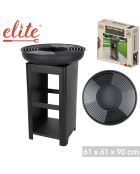 Elite schwarzer Barbecue-Grill mit Holzhalter - D.61 cm