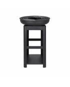 Elite schwarzer Barbecue-Grill mit Holzhalter - D.61 cm