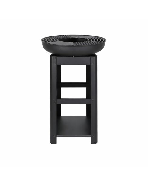 Elite schwarzer Barbecue-Grill mit Holzhalter - D.61 cm