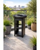 Elite schwarzer Barbecue-Grill mit Holzhalter - D.61 cm