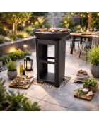 Elite schwarzer Barbecue-Grill mit Holzhalter - D.61 cm