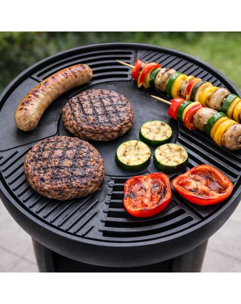 Elite schwarzer Barbecue-Grill mit Holzhalter - D.61 cm