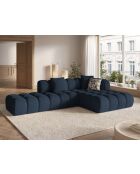 Canapé d'angle droit modulaire Elise 4 places bleu roi - 300x190x70 cm