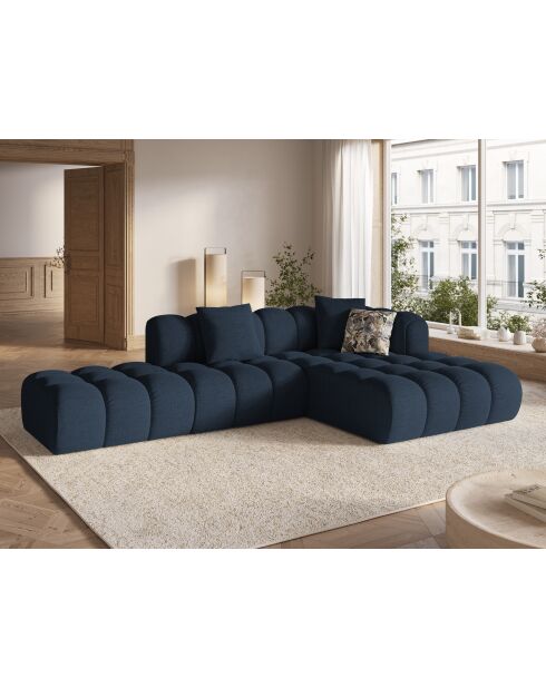 Canapé d'angle droit modulaire Elise 4 places bleu roi - 300x190x70 cm
