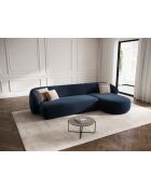 Canapé d'angle droit velours Louis 4 places bleu roi - 260x155x74 cm