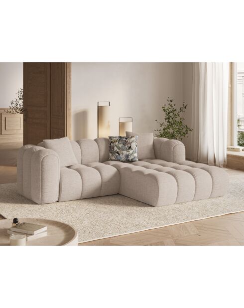 Canapé d'angle droit modulaire Elise 3 places cappuccino - 238x190x70 cm