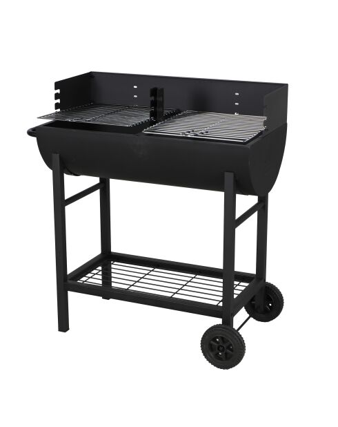Schwarzer Elite-Grill mit Metallablage - 89x47x89 cm