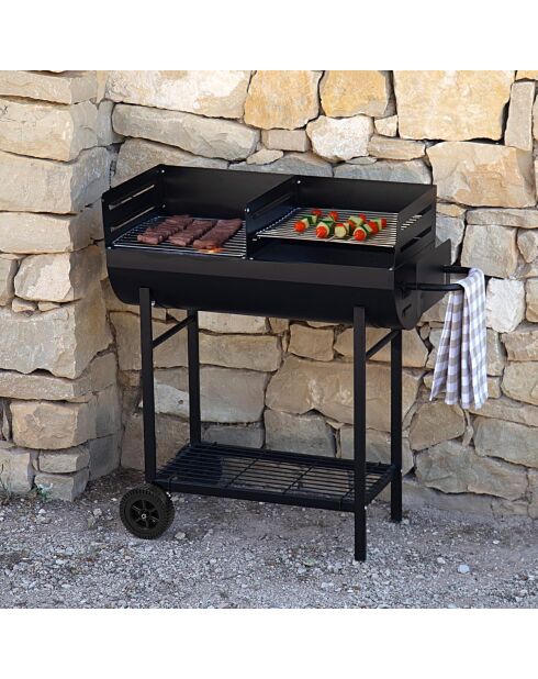 Schwarzer Elite-Grill mit Metallablage - 89x47x89 cm