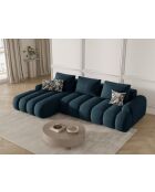 Canapé d'angle gauche velours convertible avec coffre de rangement Simona 3 places pétrole profond - 275x142x84 cm