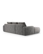 Canapé d'angle gauche velours convertible avec coffre de rangement Simona 3 places gris - 275x142x84 cm
