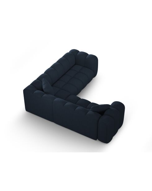 Canapé d'angle symétrique modulable Elise 5 places bleu roi - 238x238x70 cm