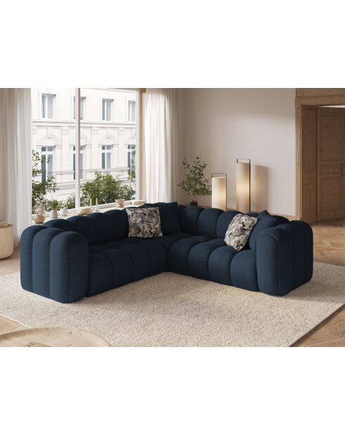 Canapé d'angle symétrique modulable Elise 5 places bleu roi - 238x238x70 cm