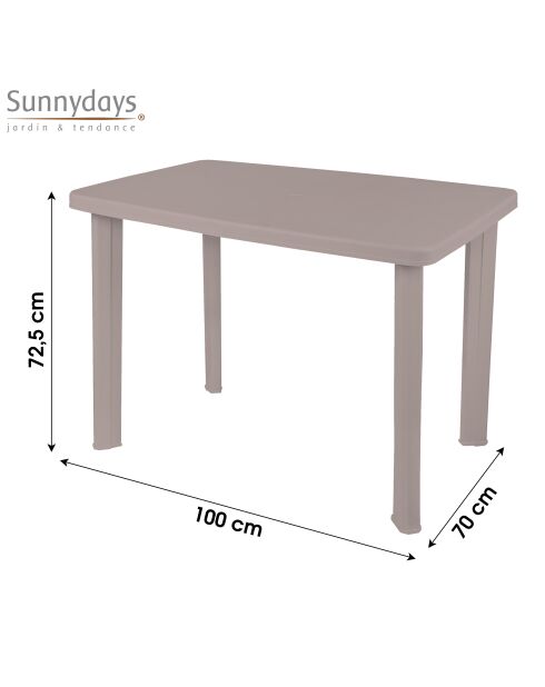 Table de jardin Faretto taupe - 100x70cm