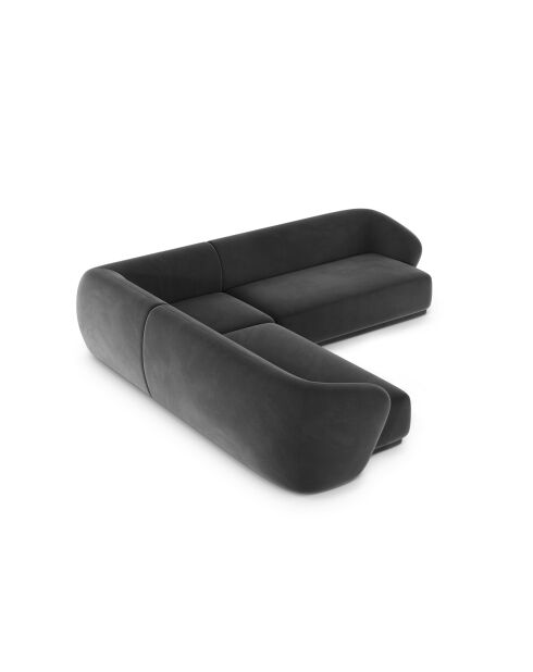 Canapé d'angle symétrique en velours Louis 5 places gris foncé - 256x256x74 cm