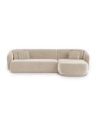Canapé d'angle droit velours Louis 4 places beige - 260x155x74 cm