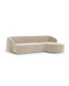 Canapé d'angle droit velours Louis 4 places beige - 260x155x74 cm