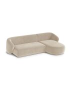 Canapé d'angle droit velours Louis 4 places beige - 260x155x74 cm