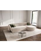 Canapé d'angle droit velours Louis 4 places beige - 260x155x74 cm