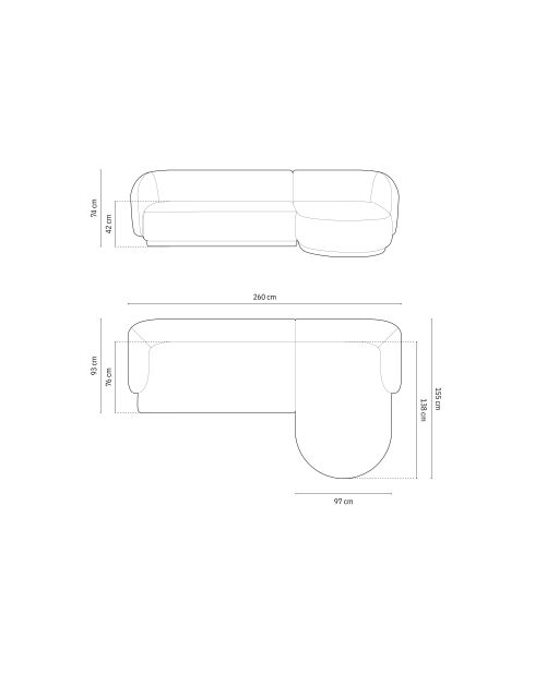 Canapé d'angle droit velours Louis 4 places beige - 260x155x74 cm