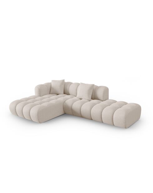 Canapé d'angle gauche modulaire Elise 4 places beige - 300x190x70 cm
