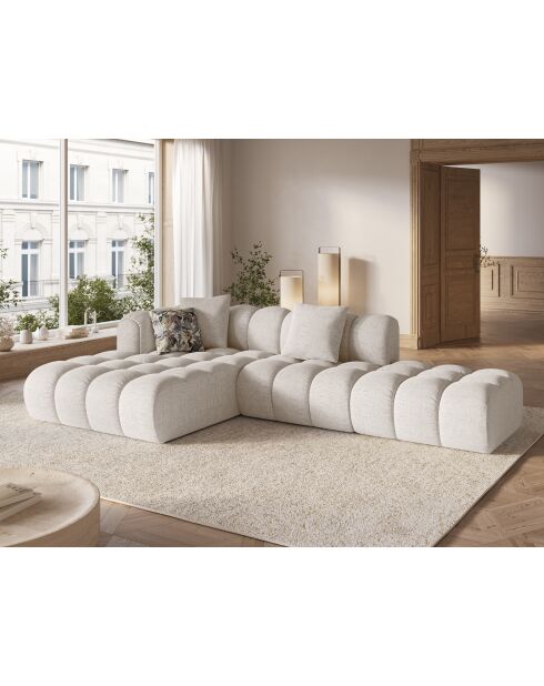 Canapé d'angle gauche modulaire Elise 4 places beige - 300x190x70 cm