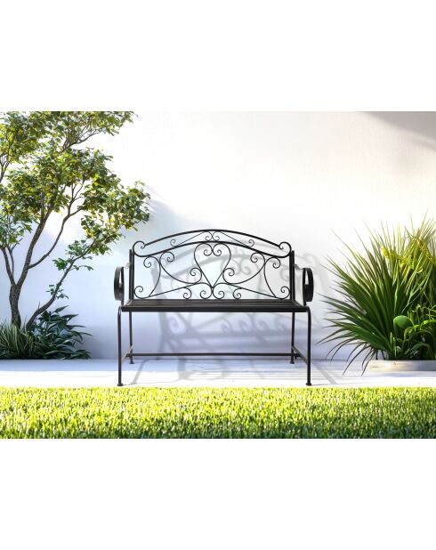 Banc en métal Mon jardin pliable noir - 110x56x9cm