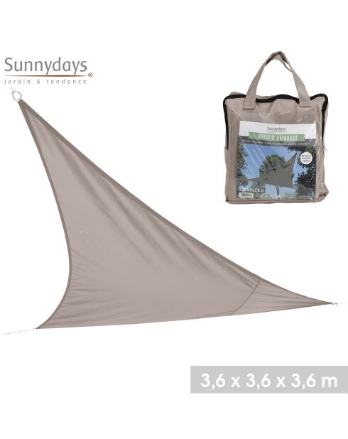 Vela ombreggiante Polo in poliestere 160gr/m2 taupe - 3,6x3,6x3,6 m