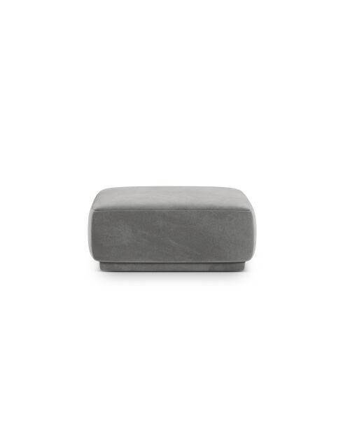 Pouf velours Louis 1 place gris - 90x90x42 cm