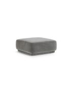 Pouf velours Louis 1 place gris - 90x90x42 cm