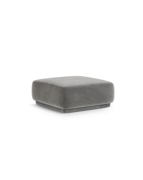 Pouf velours Louis 1 place gris - 90x90x42 cm
