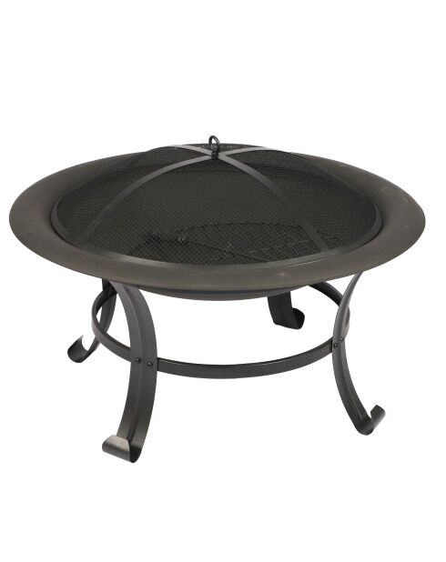 Elite schwarze Feuerschale mit Schürhaken und Deckel - D.76 cm