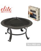 Elite schwarze Feuerschale mit Schürhaken und Deckel - D.76 cm