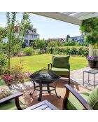 Elite schwarze Feuerschale mit Schürhaken und Deckel - D.76 cm