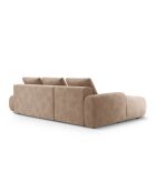 Canapé d'angle gauche velours convertible avec coffre de rangement Simona 4 places beige foncé - 275x142x84 cm