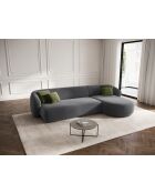 Canapé d'angle droit velours Louis 4 places gris foncé - 260x155x74 cm