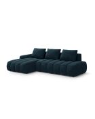 Canapé d'angle gauche velours convertible avec coffre de rangement Simona 4 places pétrole profond - 275x142x84 cm