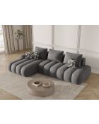 Canapé d'angle gauche velours convertible avec coffre de rangement Simona 4 places gris - 275x142x84 cm