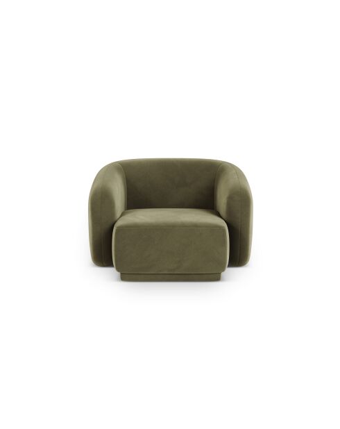 Fauteuil en velours Louis 1 place vert - 93x90x74 cm