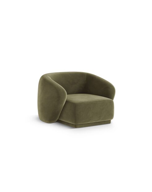 Fauteuil en velours Louis 1 place vert - 93x90x74 cm