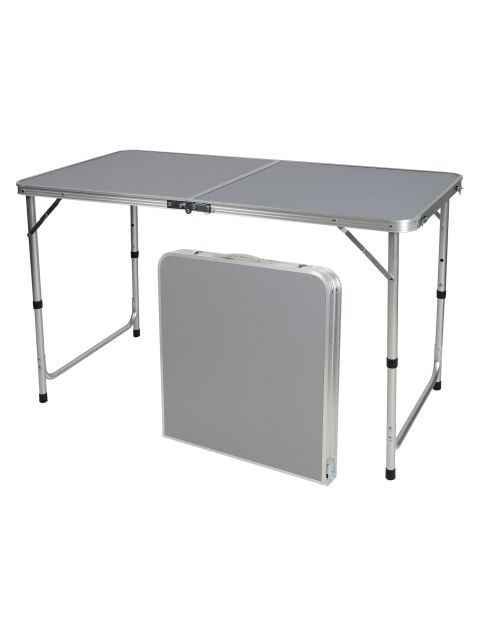 Faltbarer grauer Aluminium-Campingtisch - 120x60x67 cm