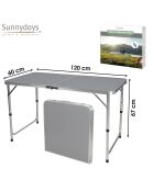 Faltbarer grauer Aluminium-Campingtisch - 120x60x67 cm