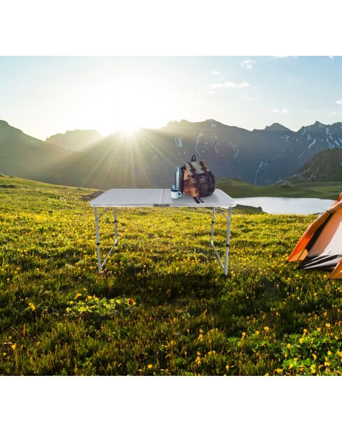 Faltbarer grauer Aluminium-Campingtisch - 120x60x67 cm