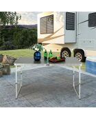 Faltbarer grauer Aluminium-Campingtisch - 120x60x67 cm