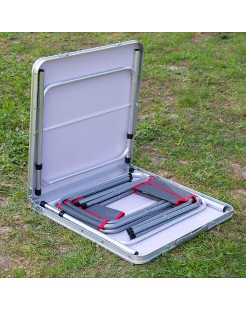 Faltbarer grauer Aluminium-Campingtisch - 120x60x67 cm