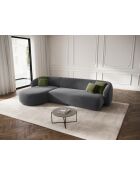 Louis 4-zits fluwelen linkerhoekbank donkergrijs - 260x155x74 cm