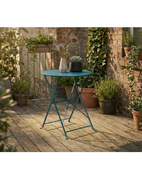 Anthrazitgrauer klappbarer Metalltisch Mistral - D.60xH.71cm