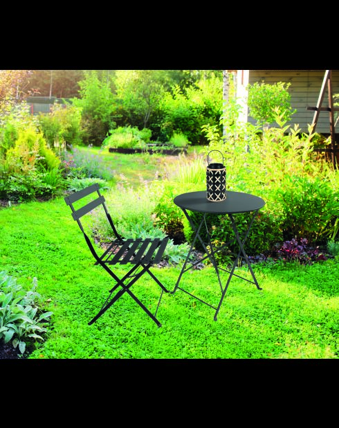 Anthrazitgrauer klappbarer Metalltisch Mistral - D.60xH.71cm