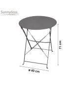 Anthrazitgrauer klappbarer Metalltisch Mistral - D.60xH.71cm