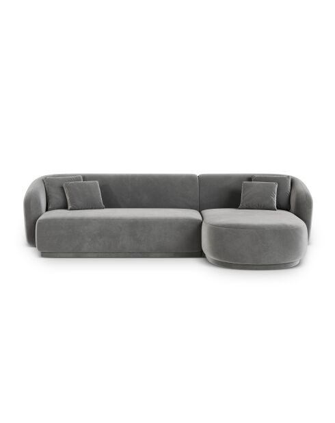 Louis 4-zits hoekbank grijs fluweel rechts - 260x155x74 cm